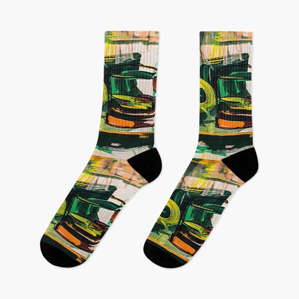 Item preview, Whisky and Cigar - Abstract Composition in Green, Yellow, and Orange - Generative AI designed and sold by OlfactoART Studio.