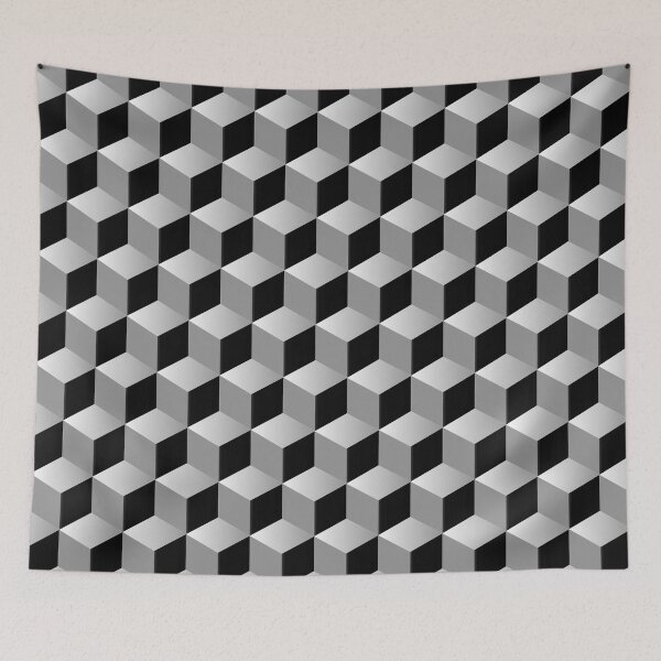 Item preview, Black And White 3d Geometric Cube Pattern designed and sold by Bunmigraphics .