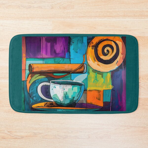 Item preview, Colorful Abstract Composition - Coffee Cup, Cigar, and Geometric Shapes - AI Generated Art designed and sold by OlfactoART Studio.