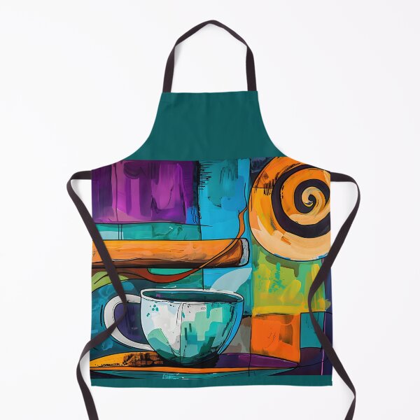 Item preview, Colorful Abstract Composition - Coffee Cup, Cigar, and Geometric Shapes - AI Generated Art designed and sold by OlfactoART Studio.