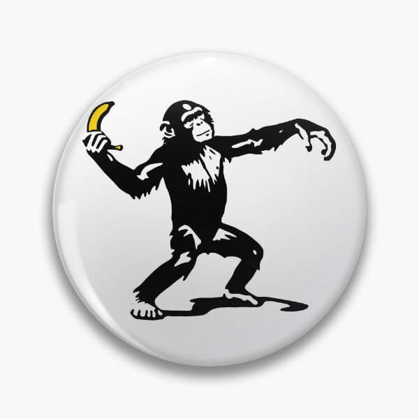 Artikelvorschau, Funny Chimp Throwing Banana Novelty Street Art Funny Banana entworfen und verkauft von KsuAnn.