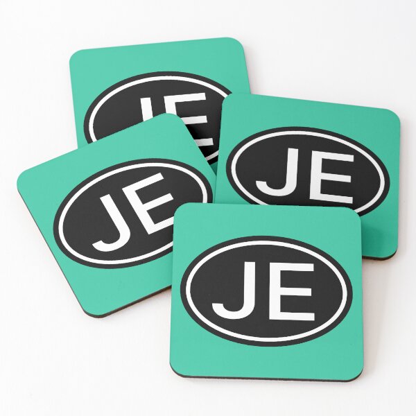 Item preview, JE Initials Monogram Oval White Letters designed and sold by Jeallan Designs.
