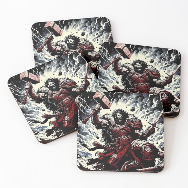 Item preview, Fighting barbarian with fantasy warhammer DnD designed and sold by BlueGnome.