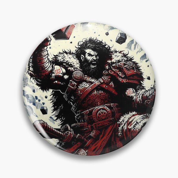 Item preview, Fighting barbarian with fantasy warhammer DnD designed and sold by BlueGnome.