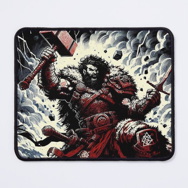 Item preview, Fighting barbarian with fantasy warhammer DnD designed and sold by BlueGnome.