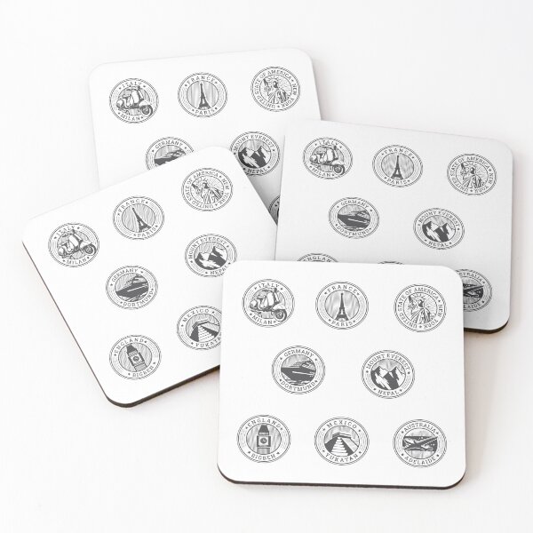 Item preview, travel stamp stickers designed and sold by Spitfire July Doodles.