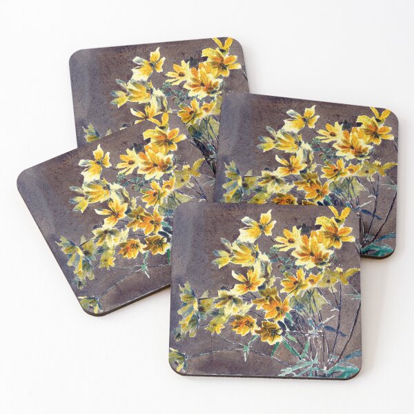 Item preview, Yellow Orange Flowers on Plant 1915 Hannah Borger Overbeck designed and sold by RocketshipRetro.