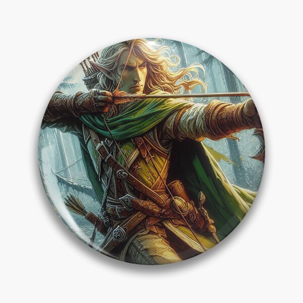 Item preview, Elf archer firing bow in fantasy wood designed and sold by BlueGnome.