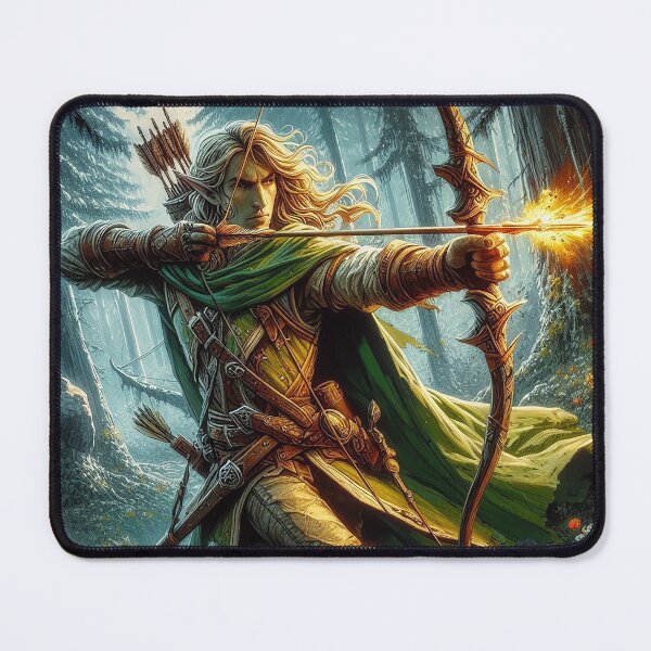Item preview, Elf archer firing bow in fantasy wood designed and sold by BlueGnome.