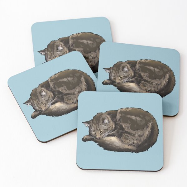 Item preview, Cute Sleeping Tabby Cat | Blue Background designed and sold by shirinsart.