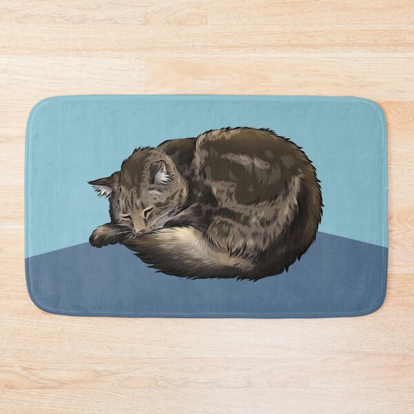 Item preview, Cute Sleeping Tabby Cat | Blue Background designed and sold by shirinsart.