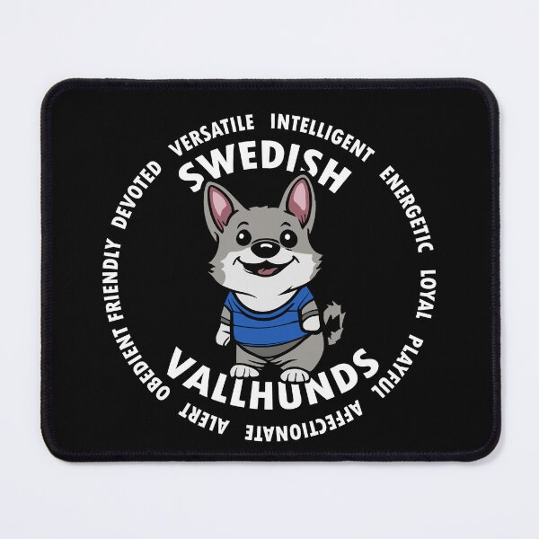 Item preview, Swedish Vallhund characteristics fun cartoon; White font designed and sold by DaisyDogDesign.