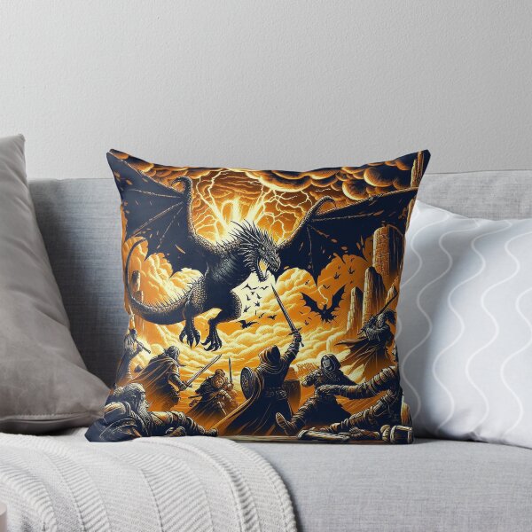 Item preview, Dragon attacking fantasy city designed and sold by BlueGnome.