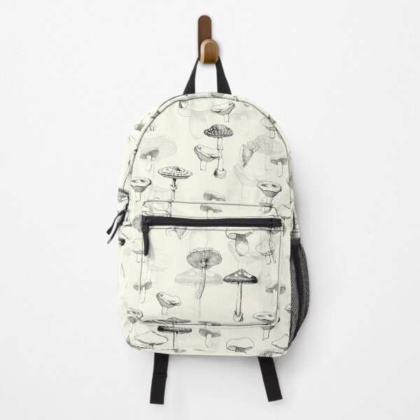 Item preview, Cottagecore Aesthetic Black White Monochrome Forest Mushrooms Pattern designed and sold by tanjica.
