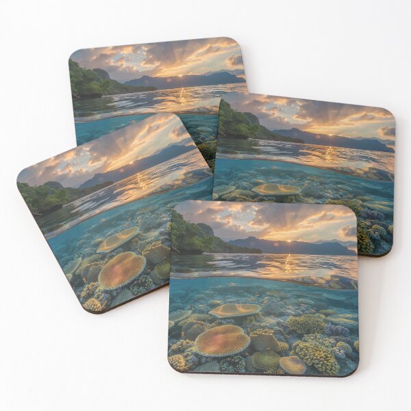 Item preview, Coral Reef at Sunset Split View designed and sold by palmyst.