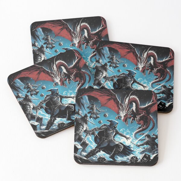 Item preview, Dragon fight scene fantasy battle designed and sold by BlueGnome.