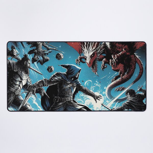 Item preview, Dragon fight scene fantasy battle designed and sold by BlueGnome.