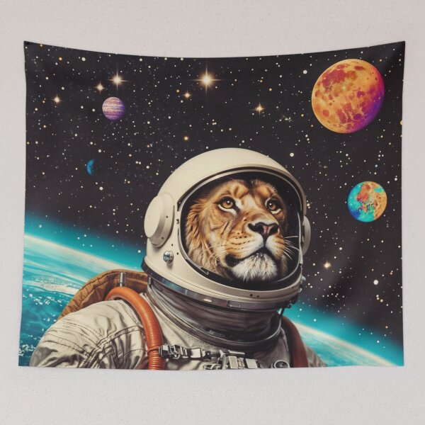 Item preview, Lion wearing an astronaut suit in space designed and sold by CreativPurpose.