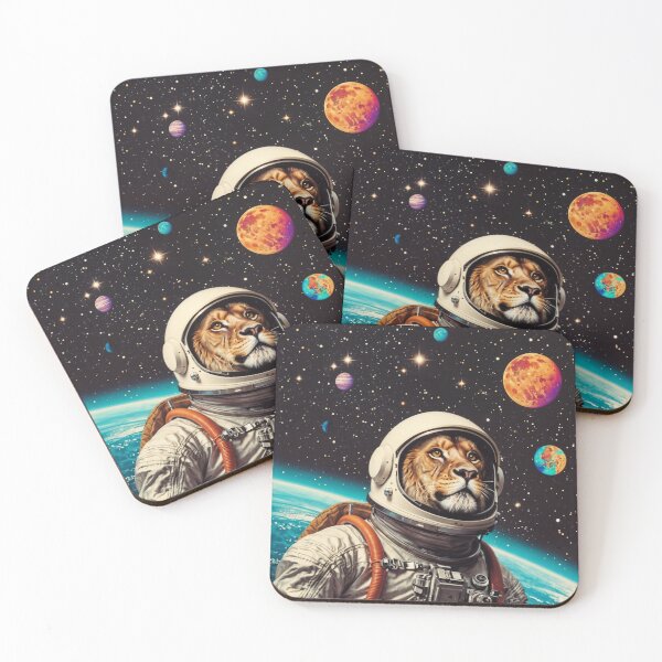 Item preview, Lion wearing an astronaut suit in space designed and sold by CreativPurpose.