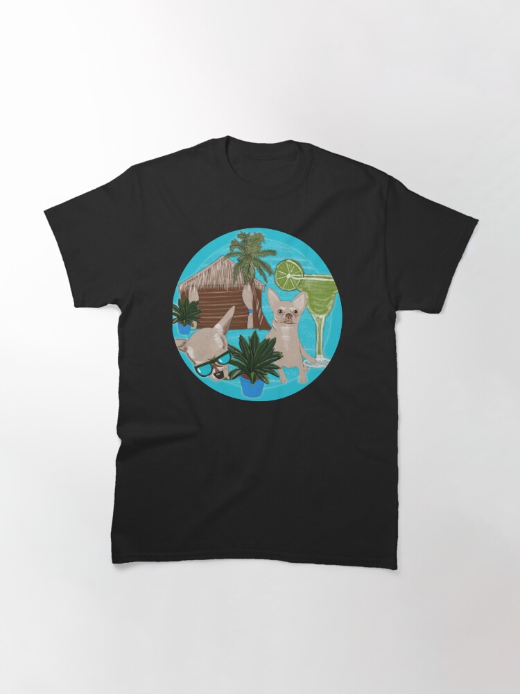 Thumbnail 3 of 7, Classic T-Shirt, Chihuahuas Cabanas And Cocktails Polka Dots designed and sold by prandski.