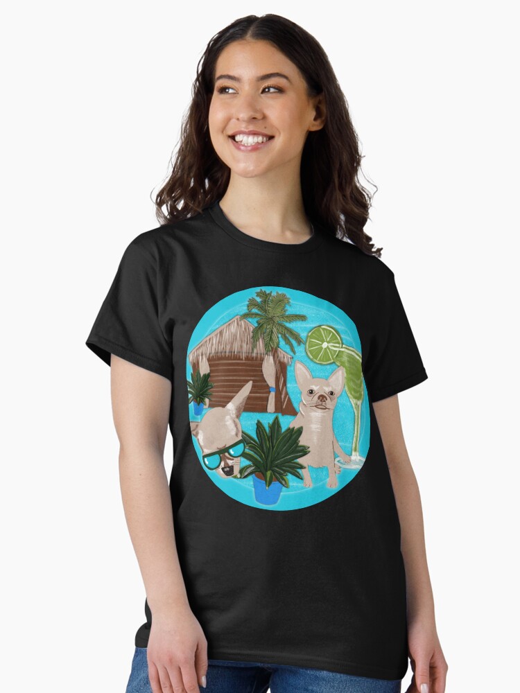 Thumbnail 2 of 7, Classic T-Shirt, Chihuahuas Cabanas And Cocktails Polka Dots designed and sold by prandski.