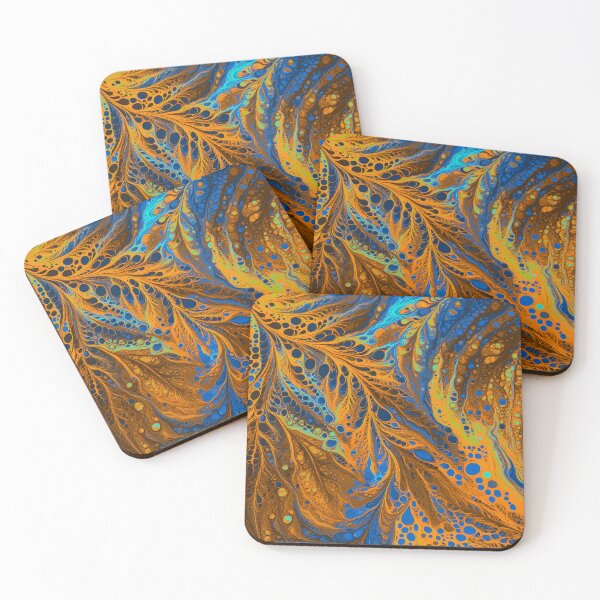 Item preview, Blue and Gold Paint Pour designed and sold by Debbie Schulte.