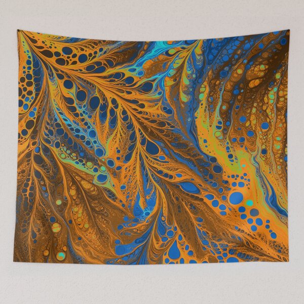 Item preview, Blue and Gold Paint Pour designed and sold by Debbie Schulte.