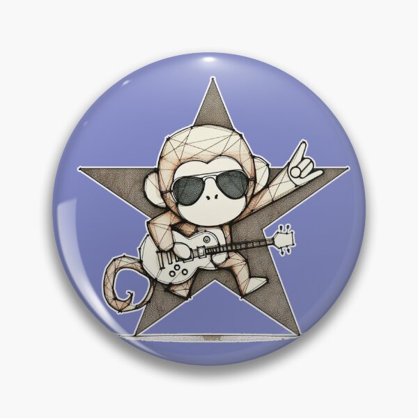 Item preview, Cool Monkey Cute Dark Brown  Body and Star Guitar Rockstar designed and sold by Nanthanon.