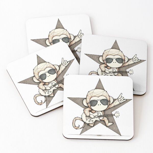 Item preview, Cool Monkey Cute Dark Brown  Body and Star Guitar Rockstar designed and sold by Nanthanon.