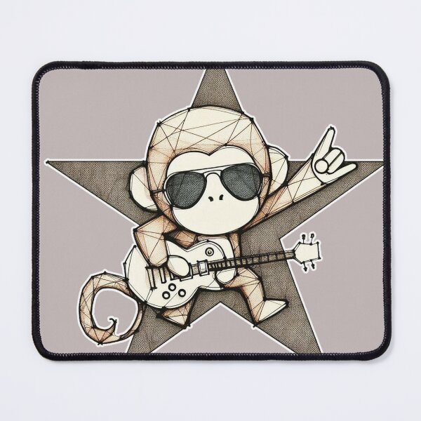 Item preview, Cool Monkey Cute Dark Brown  Body and Star Guitar Rockstar designed and sold by Nanthanon.
