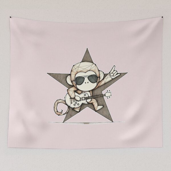 Item preview, Cool Monkey Cute Dark Brown  Body and Star Guitar Rockstar designed and sold by Nanthanon.