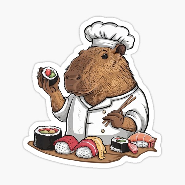 Item preview, Capybara Sushi Master - Funny Capybara designed and sold by canvadreamer444.