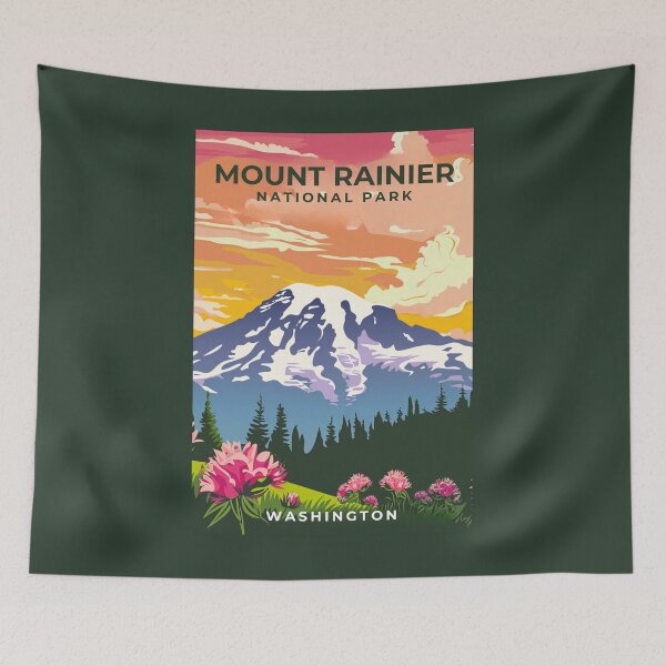 Item preview, A Vintage Travel Art of the Mount Rainier National Park - Washington - US  designed and sold by GoodOldVintage.