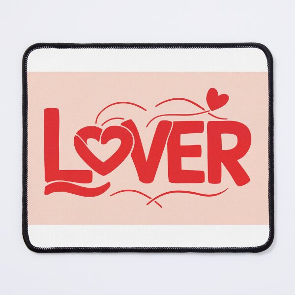 Item preview, A warm and inviting graphic typography design for "lover." The letters are crafted in a heart-shaped style, with each letter interconnected by soft, wavy lines designed and sold by artumbre.