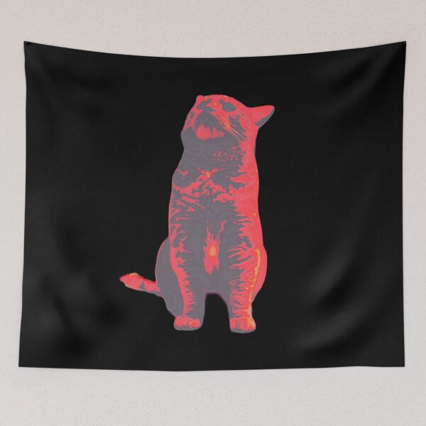 Item preview, Retro curious kitty red designed and sold by FlossOrFi.