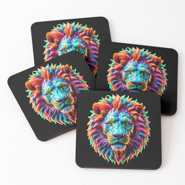 Item preview, Prismatic Pride: Psychedelic Lion Portrait designed and sold by JackrabbitPub.