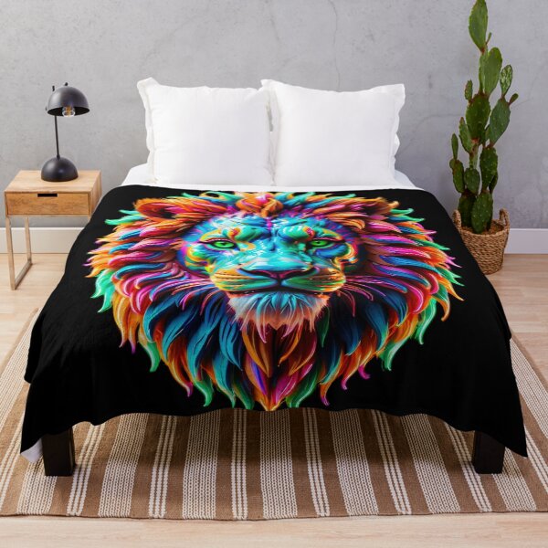 Item preview, Prismatic Pride: Psychedelic Lion Portrait designed and sold by JackrabbitPub.