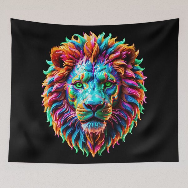 Item preview, Prismatic Pride: Psychedelic Lion Portrait designed and sold by JackrabbitPub.