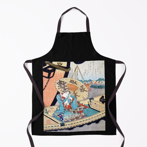 Item preview, Woman in Boat During Rainstorm Japan 1804 Totoya Hokkei designed and sold by RocketshipRetro.