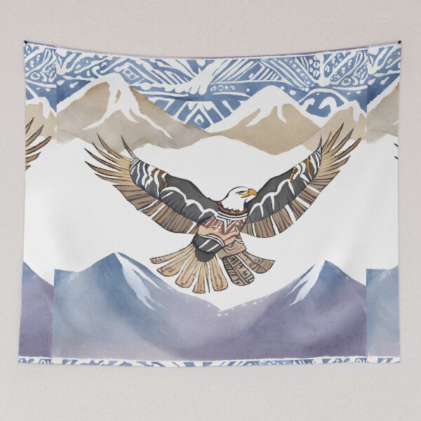 Item preview, Majestic American bald eagle art tribal watercolor pattern designed and sold by AKRE R.