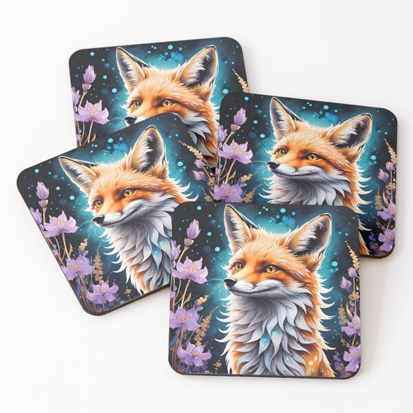 Artikelvorschau, Lila Blumen Mystischer Fuchs entworfen und verkauft von Holisticfox.