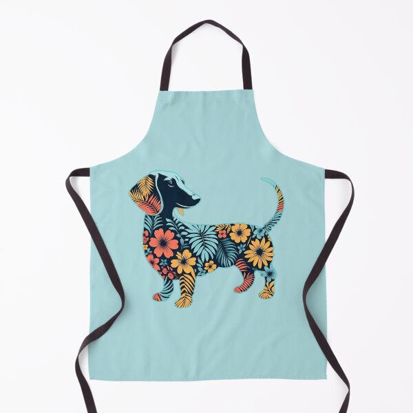 Item preview, dachshund silhouette and colorful tropical flowers, dachshund lovers, gift for dachshund lovers designed and sold by Collagedream.