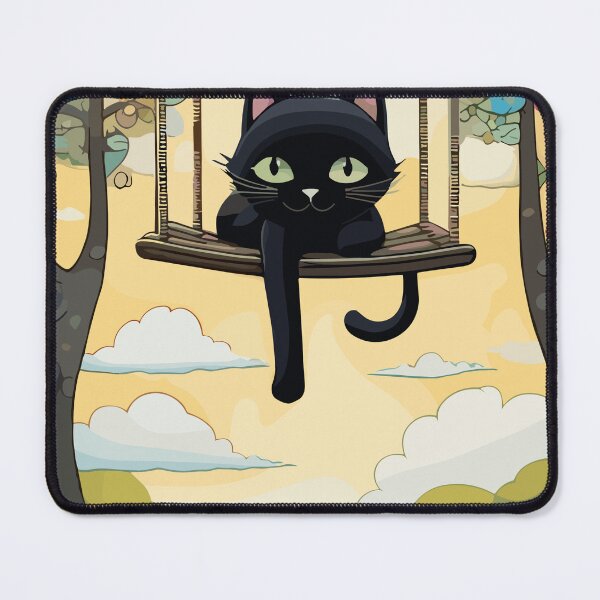 Item preview, black cat on a swing designed and sold by jerryconer.