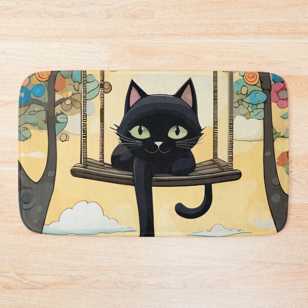 Item preview, black cat on a swing designed and sold by jerryconer.