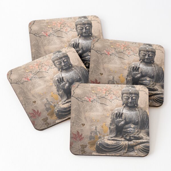 Item preview, Stille Zen Boeddha met herfstbladeren designed and sold by DeMuurdecoratie.