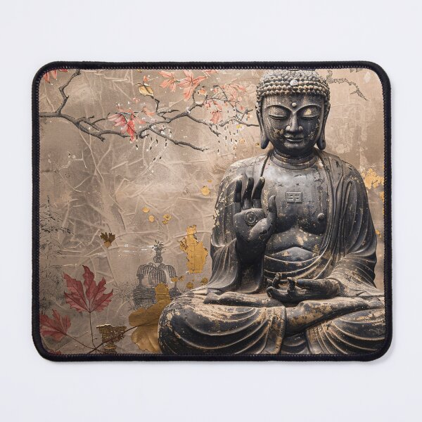 Item preview, Stille Zen Boeddha met herfstbladeren designed and sold by DeMuurdecoratie.
