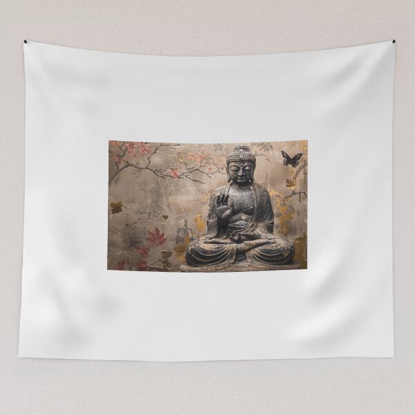 Item preview, Stille Zen Boeddha met herfstbladeren designed and sold by DeMuurdecoratie.