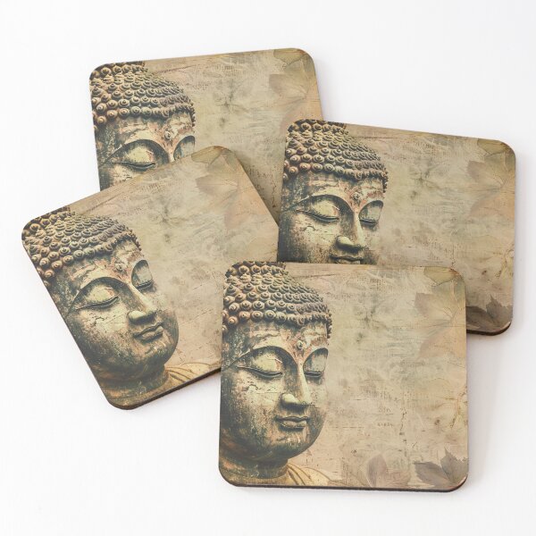 Item preview, Boeddha in sepia bladmotief designed and sold by DeMuurdecoratie.