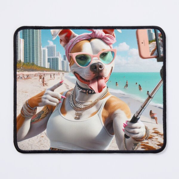 Item preview, Pitbull Celebrity Taking Selfie at the Beach designed and sold by TheDogOnIt.