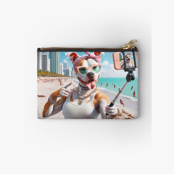Item preview, Pitbull Celebrity Taking Selfie at the Beach designed and sold by TheDogOnIt.